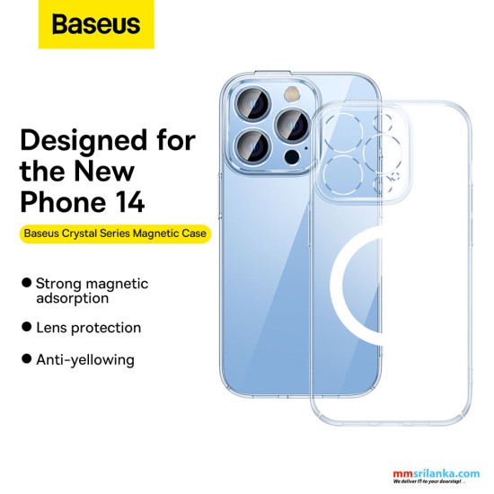 Baseus iPhone 14 Pro Max 6.7inch Crystal Magnetic Phone Case And Temperd Glass For iPhone Transparent